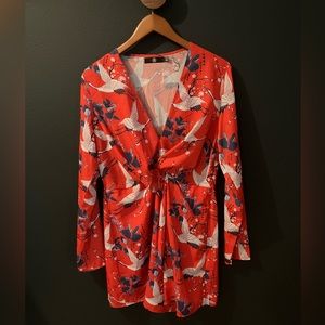 SOLD! Nordstrom • Crane Pattern Twist Front Dress